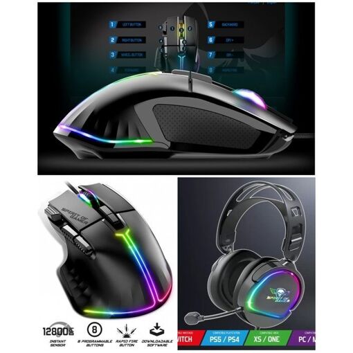 Auricular de juego Spirit of Gamer PRO-H6 - Xbox, PS5, LED RGB - Micrófono omnidireccional - Altavoces de 50mm