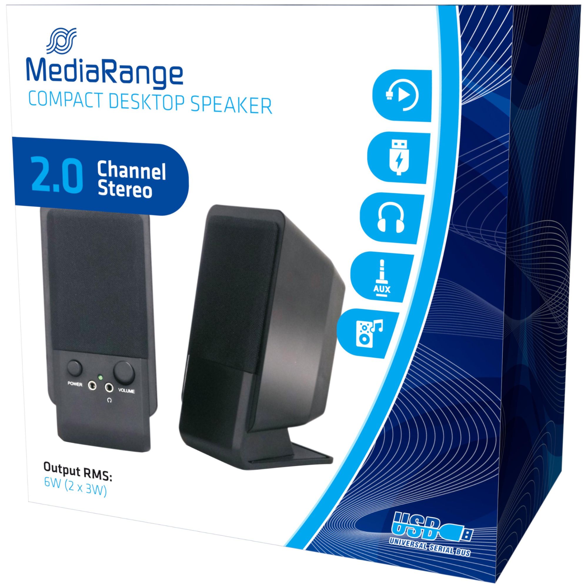 MediaRange 1-Way Speaker MROS352, Black, Wired 6W
