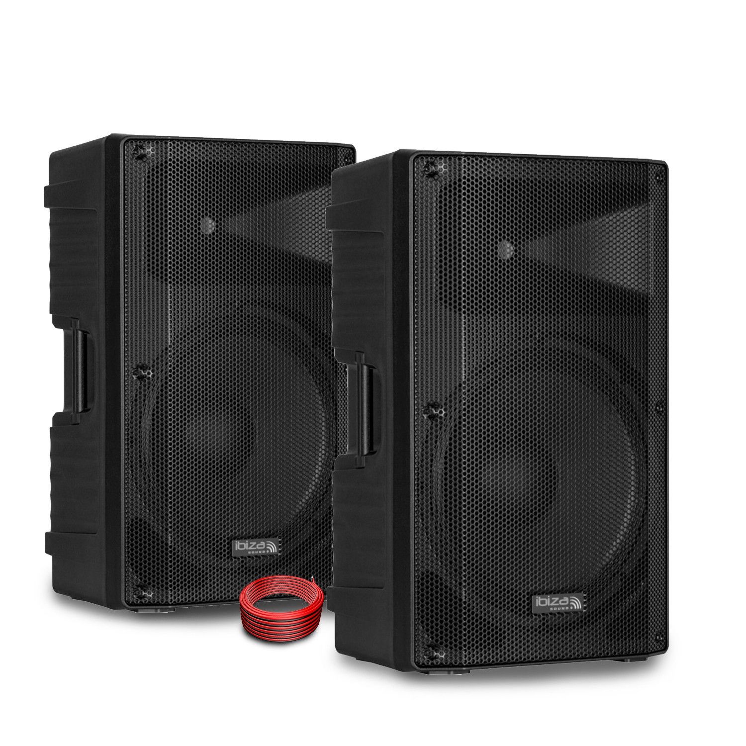 Altavoces pasivos Ibiza Sound XTK15-MKII, 15"/38 cm, 2x600 W, reflex de graves 2 vías - Twiter de compresión - Cable de 10 m