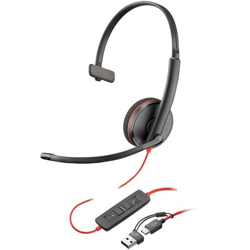 HP Poly Blackwire 3210 Mono USB-C Headset - Black