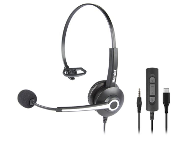 Auricular con cable Hamlet HHEADM-CJM, USB Tipo C, Negro