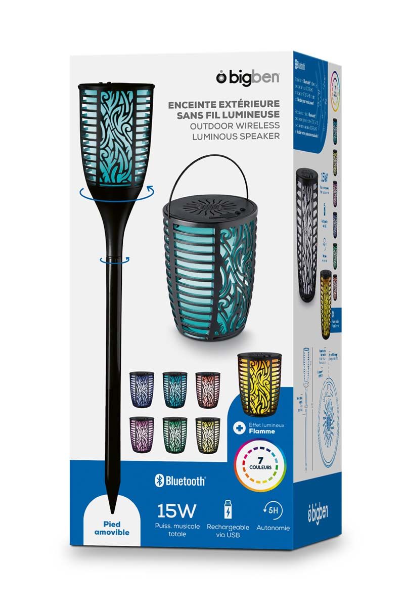 Altavoces Bluetooth luminosos Bigben BT18 Flame recargables al aire libre