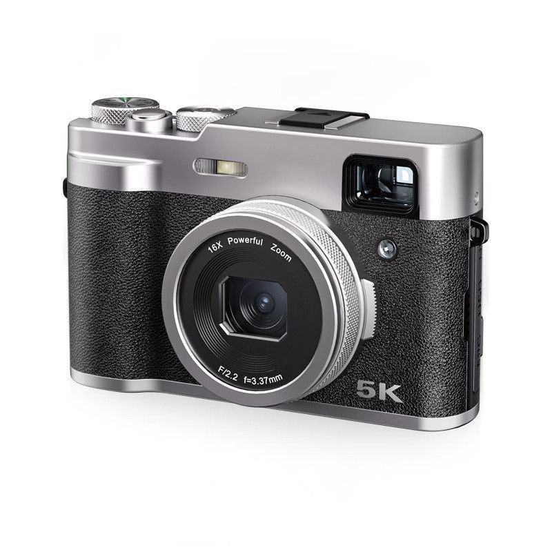 5K Digital Camera with Dual Lenses, Viser, Autofocus and Anti-Shake - Black