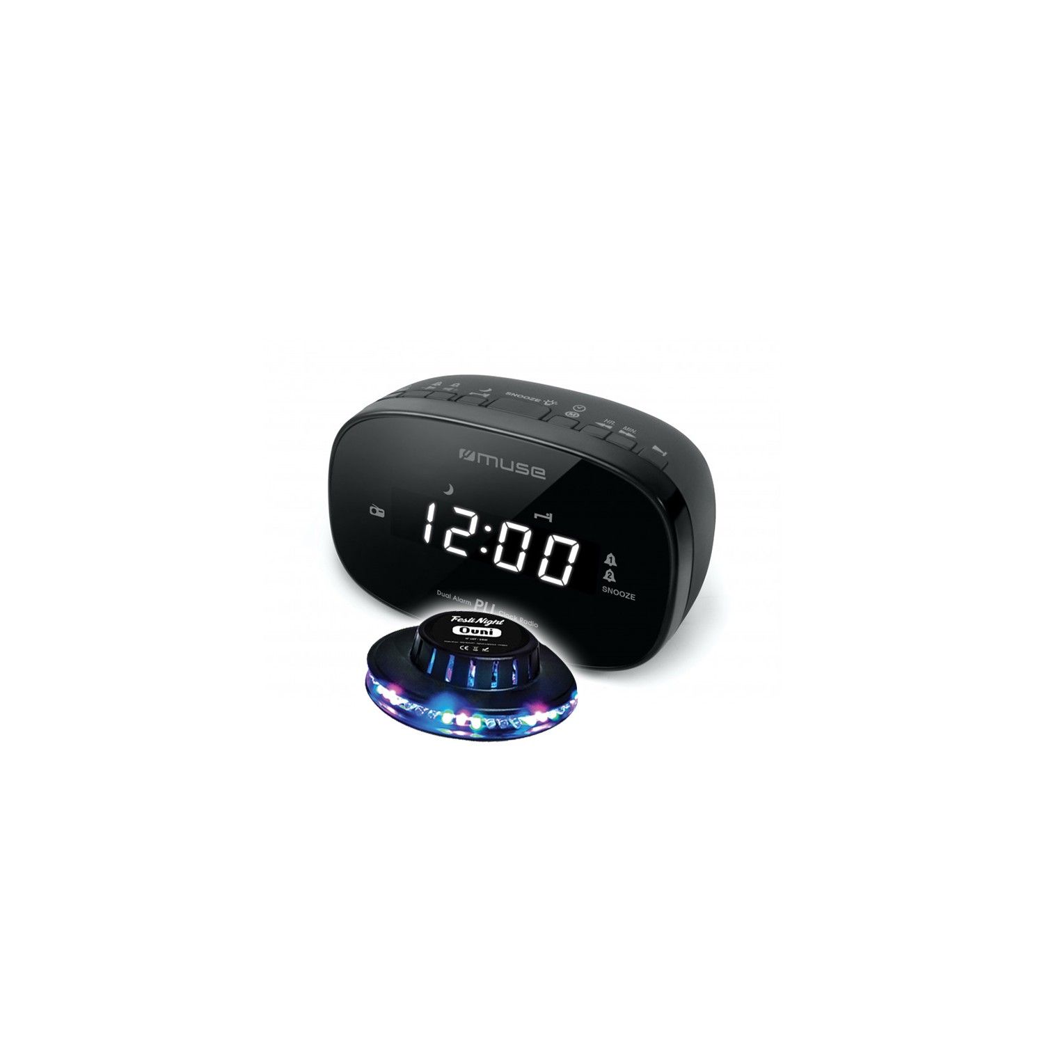 Reloj de alarma doble Muse M-155-CR con pantalla LED - Blanco