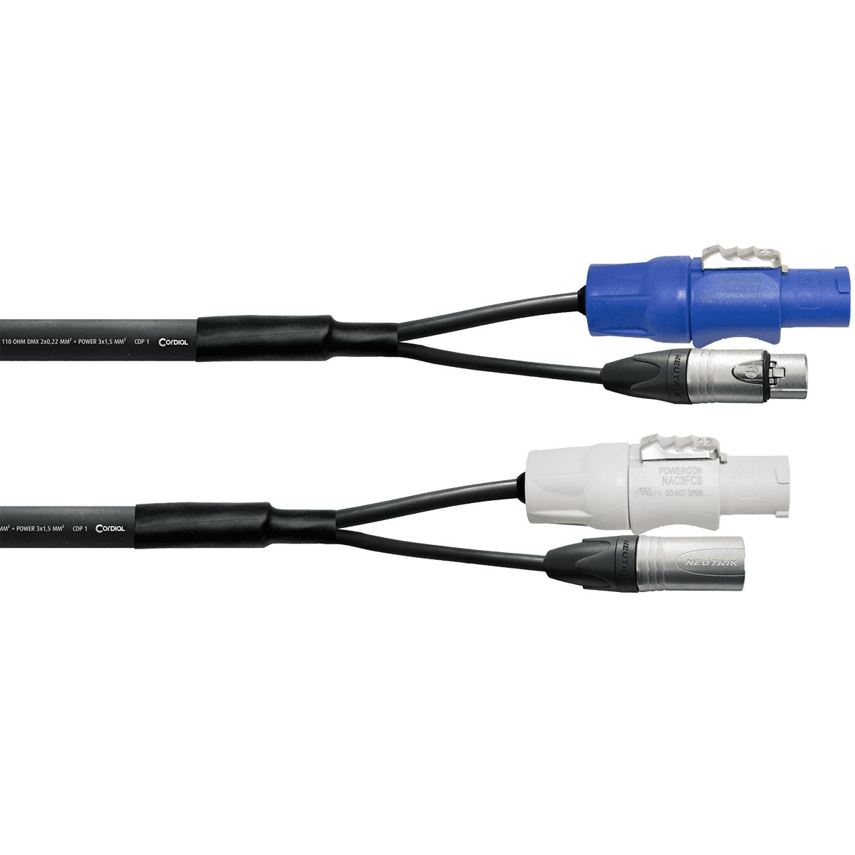Cordial ELC CPH10-DMX1-PWR1 10m Hybrid DMX Cable with XLR and PowerCON Connectors
