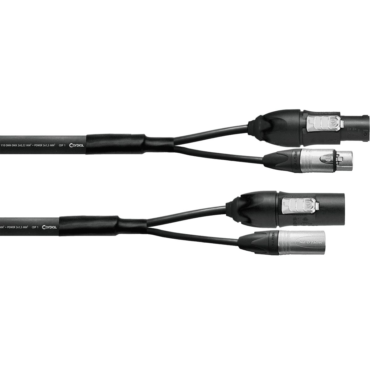 Cordial ELC CPH3-DMX15PWR125-T1 3m Hybrid Cable - XLR 5-Point + PowerCon 2.5mm