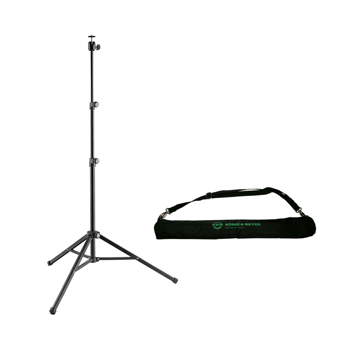 Kit König & Meyer 19784: Trípode telescópico (H1355mm) + funda de transporte - Negro