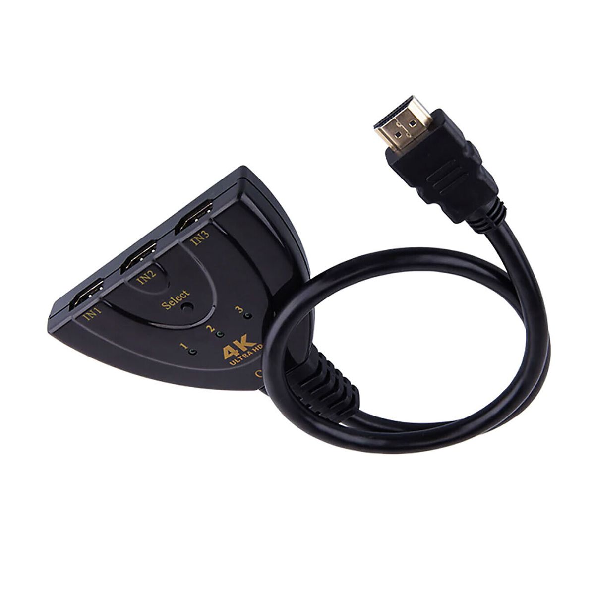 VISIODIRECT 3-Port HDMI Switch with Automatic Switching to Multiple Displays 1080P Black