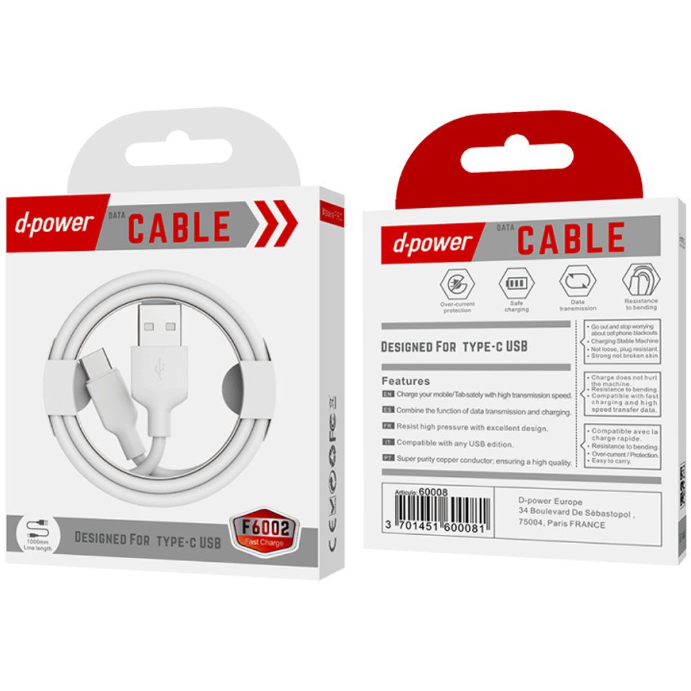 DPower USB-C Cable 1m White