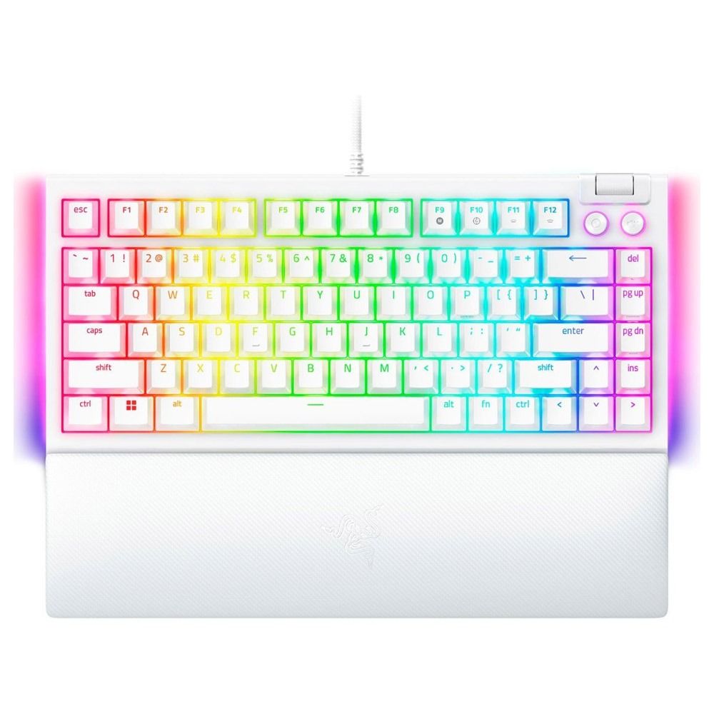 Teclado mecánico Razer BlackWidow V4 RGB, diseño del 75%, blanco