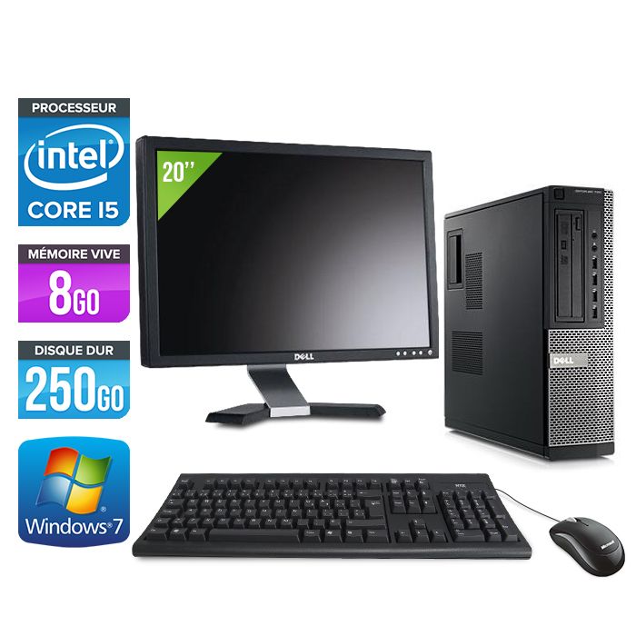 Dell Optiplex 790 Desktop PC + 20'' Monitor - Intel Core i5-2400 / 3.1GHz - 8GB RAM - 250GB HDD - DVDRW - Gigabit Ethernet - Windows 7 Professional