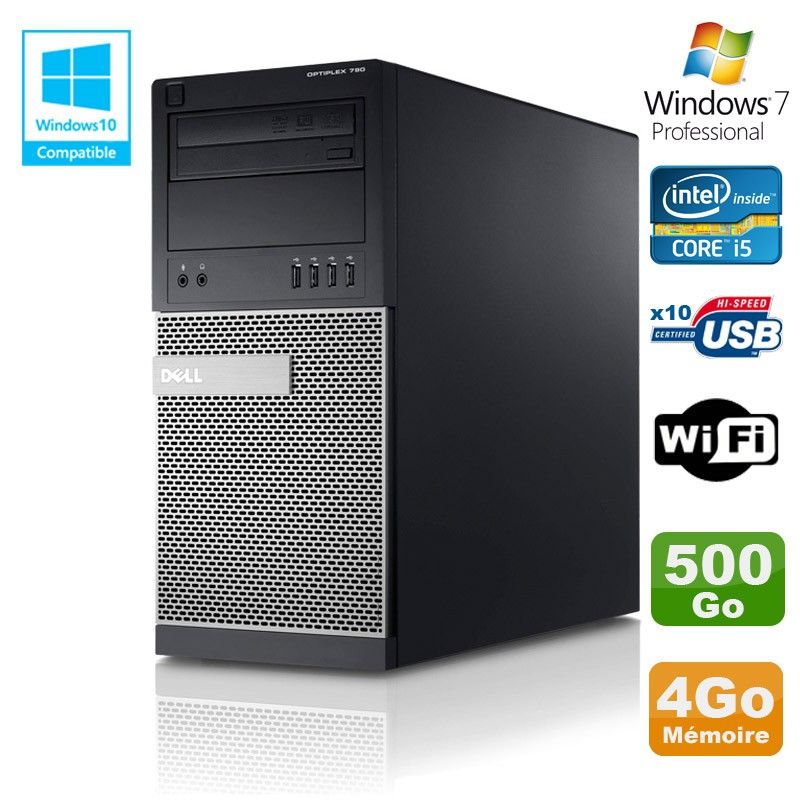 PC de escritorio Dell Optiplex 790 - Procesador Intel Core i5, 4GB de RAM, 500GB HDD, DVD, WiFi, Windows 7
