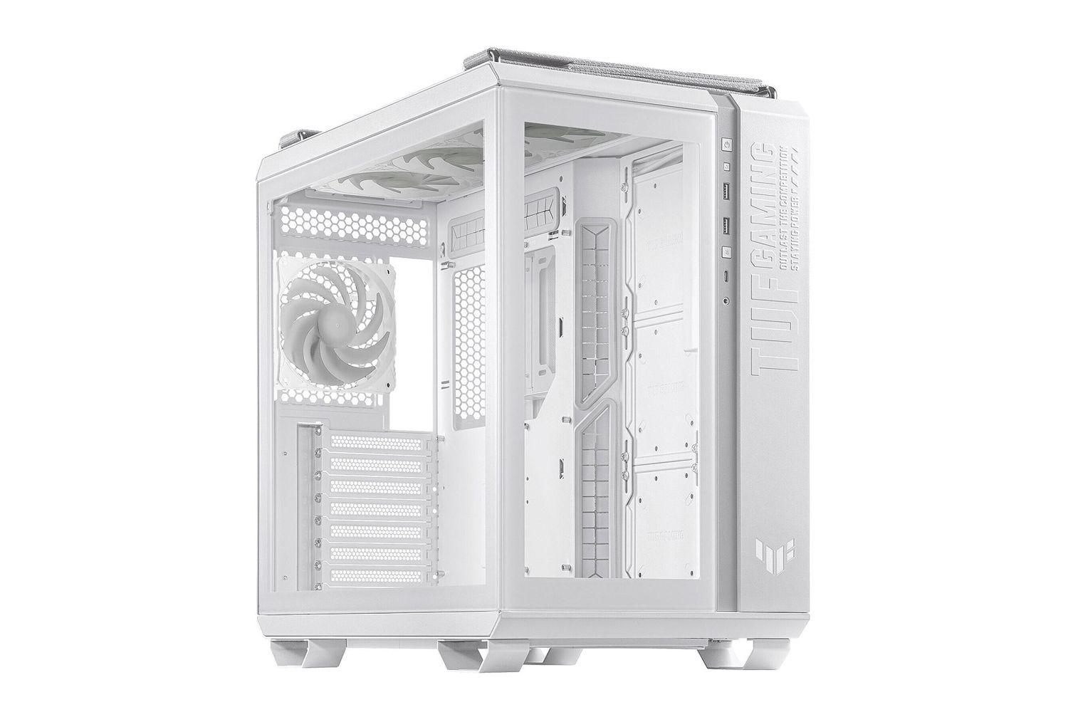 Asus TUF Gaming GT502 Plus Mid-Tower Case - White with Side Panel and Tempered Glass, 4x 120mm Fans
