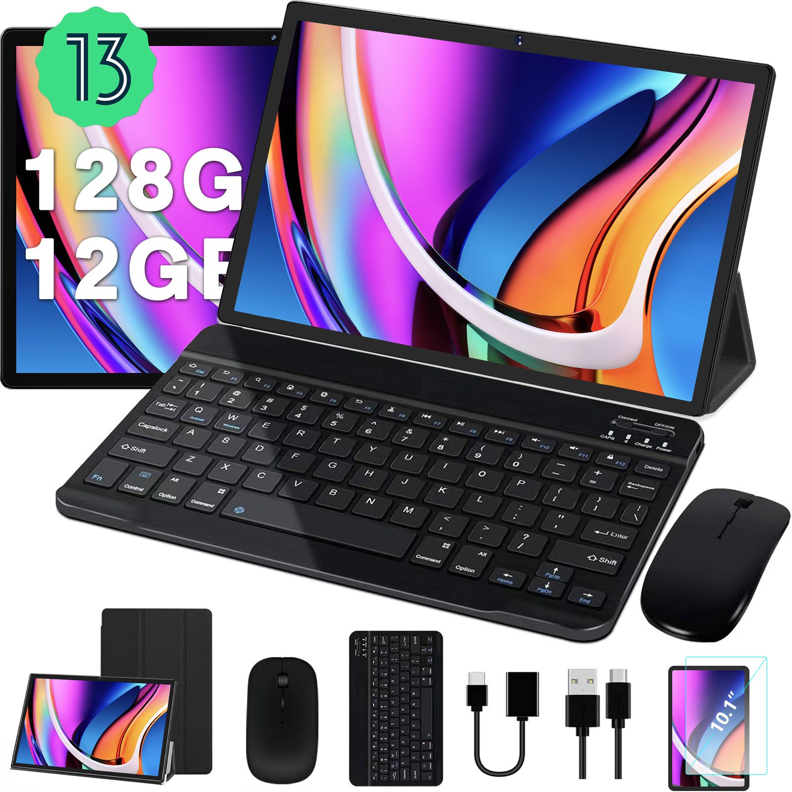 Jusyea J10 10-Inch Tablet - 12GB RAM + 128GB ROM (1TB TF) Octa-Core WiFi 5G Bluetooth 5.0 Android 13 FHD IPS GPS 8000mAh, Metal Body