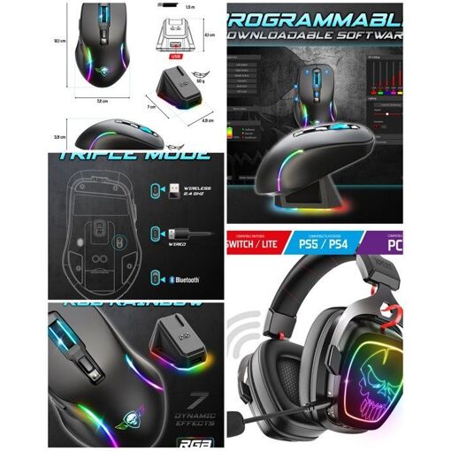 Casque de jeu sans fil Spirit of Gamer XPERT H1500 - Bluetooth, RGB, son surround 7.1