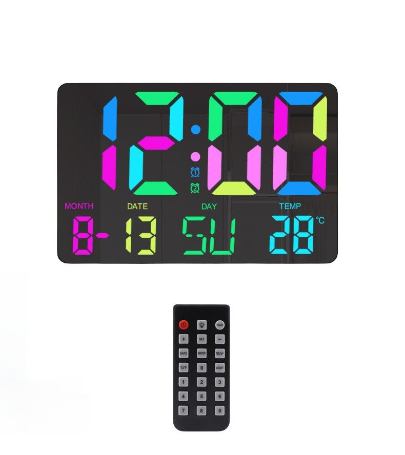 INF Digital LED Watch with RGB Display, Snooze Function and Night Light Detection