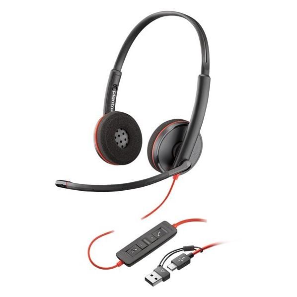 Casque HP Blackwire 3220 - Série Blackwire 3200 - Filaire - USB-C - Noir - Certifié pour Skype, Cisco Jabber, Avaya et UC