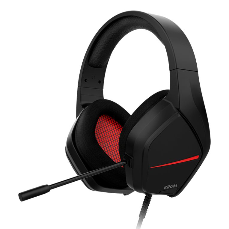 Casque de jeu Krom Kopa Move Arceau Avec fil Noir Rouge
