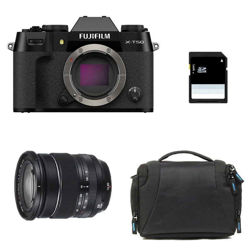 Fujifilm X-T50 Negro + Objetivo 16-80mm f/4 + Maleta + Tarjeta SD de 8 GB con Garantía de 3 Años