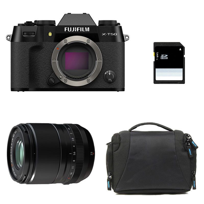 Fujifilm X-T50 Black + 23mm f/1.4 WR + 3-Year Warranty + Bag + 8GB SD Card