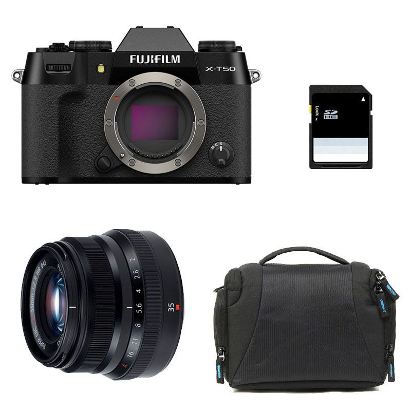 Fujifilm X-T50 Black + 35mm f/2 WR 3-Year Warranty + Bag + 8GB SD Card