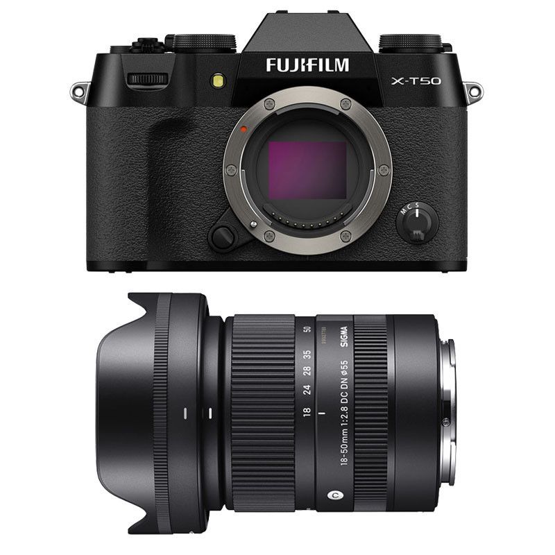 Fujifilm X-T50 Negro + Lente Sigma 18-50mm f/2.8, Garantía de 3 años