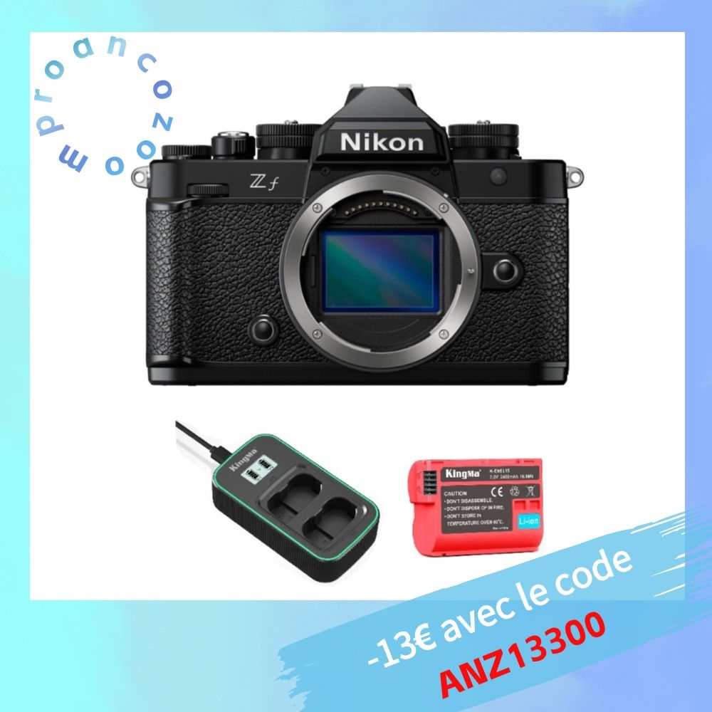 Cámara sin espejo Nikon Zf de 24,5 MP con batería y cargador Kingma (2400 mAh)