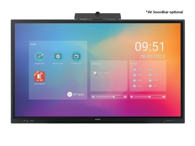 Sharp PN-LC752 - 75-Inch LED Backlit LCD Interactive Touchscreen Display - 4K UHD (2160p) 3840 x 2160 - Direct LED