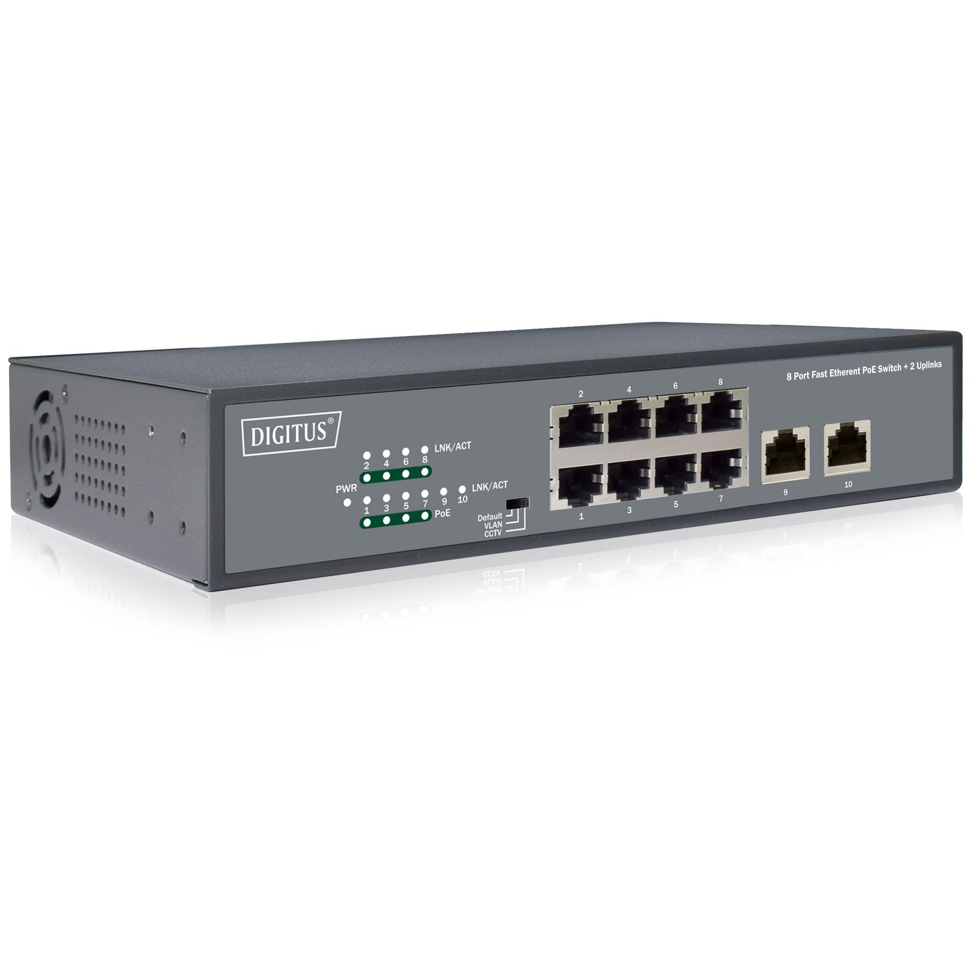 Digitus DN-95323-1 Network Switch, Fast Ethernet (10/100) with PoE, Grey