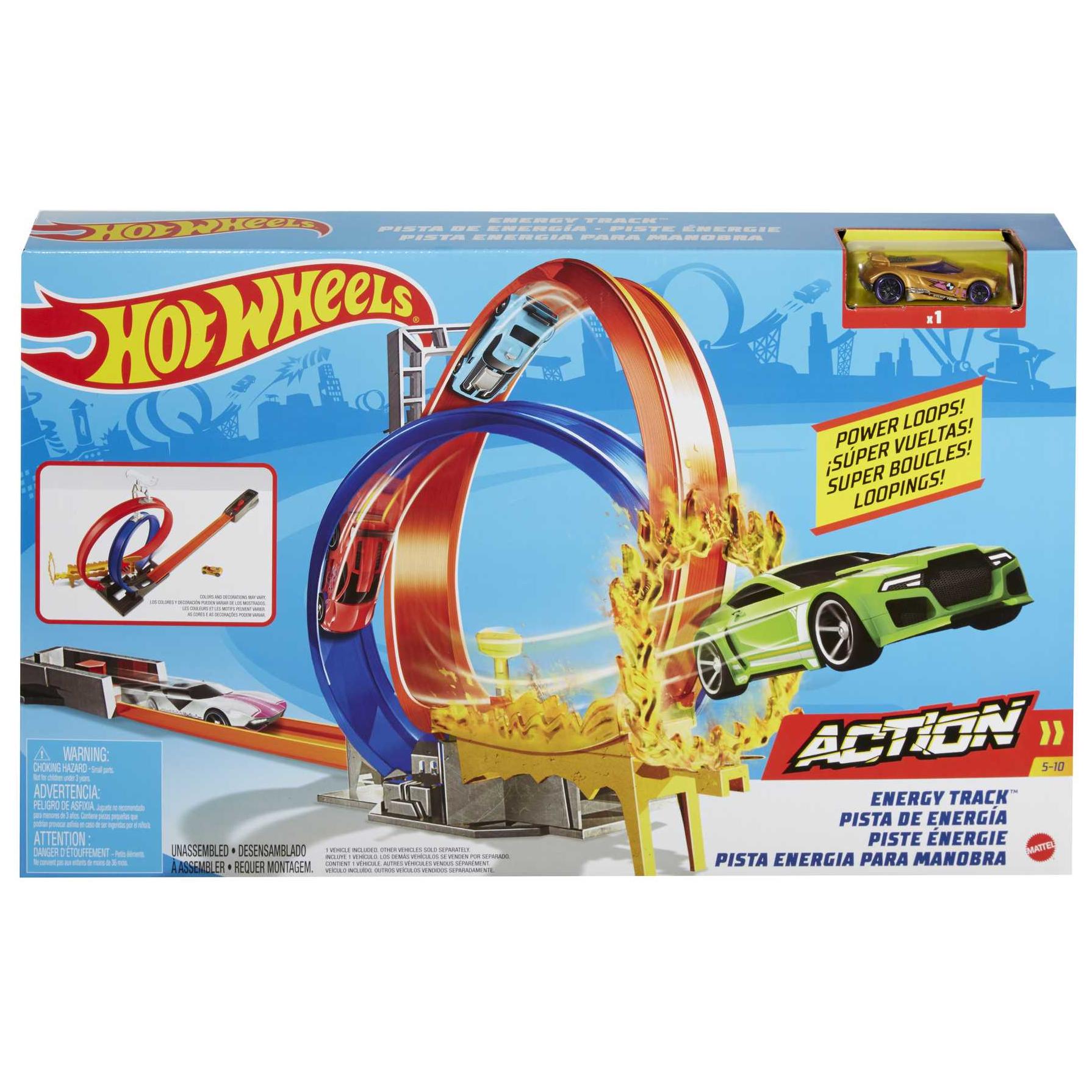 Hot Wheels Action Track Set with Double Loop and 1 Vehicle