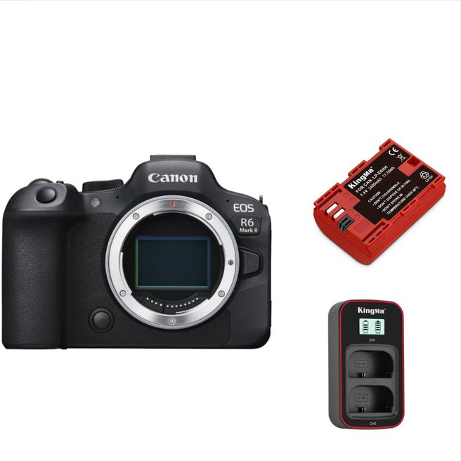 Cámara Canon EOS R6 II Cuerpo + Batería Kingma + Cargador USB Dual