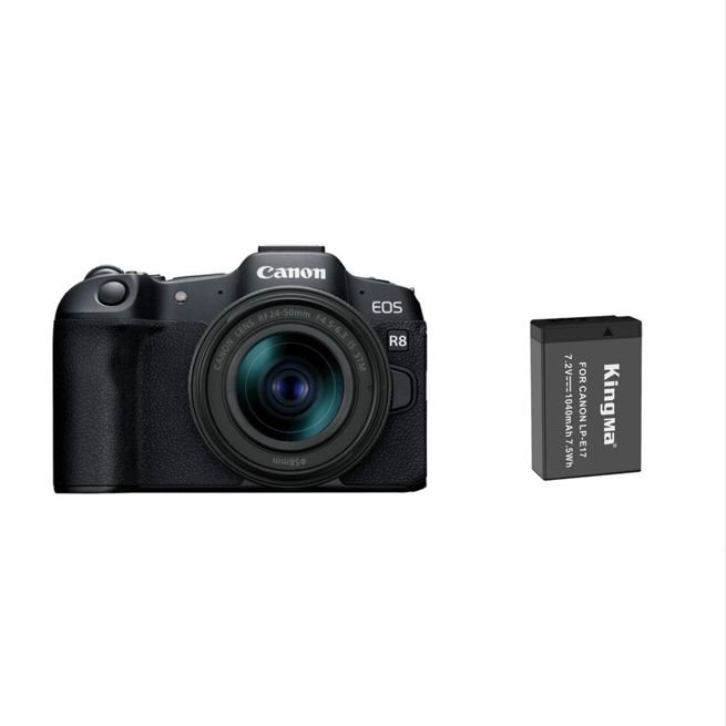 Canon EOS R8 Kit with RF 24-50mm IS STM + Kingma 1040mAh Battery (Canon LP-E17)