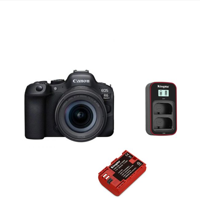 Canon EOS R6 Mark II 24.2 MP + Objetivo RF 24-105 mm f/4-7.1 IS STM + Batería Kingma 2400 mAh + Cargador