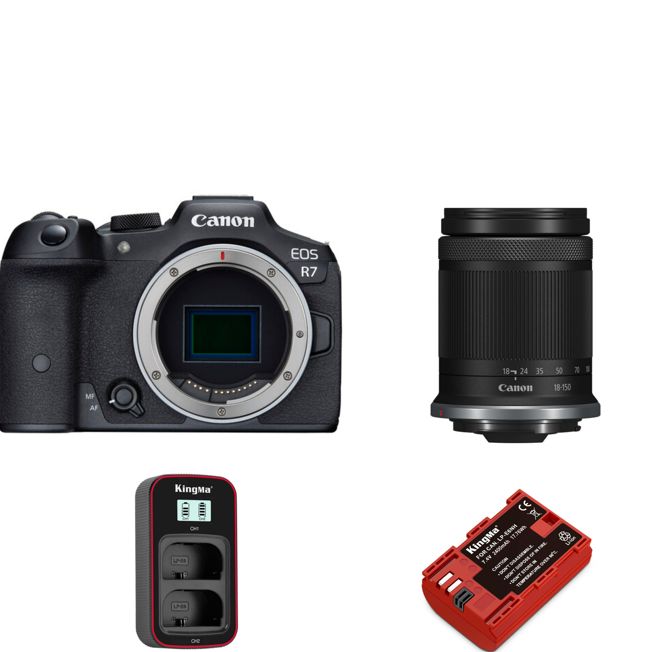 Kit Canon EOS R7 con objetivo RF-S 18-150mm IS STM + batería Kingma de 2400 mAh + cargador (Canon LP-E6NH)