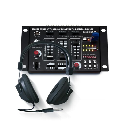 Mixeur DJ BM SONIC BMS-21USB-BT 4 voies/7 canaux avec USB et Bluetooth