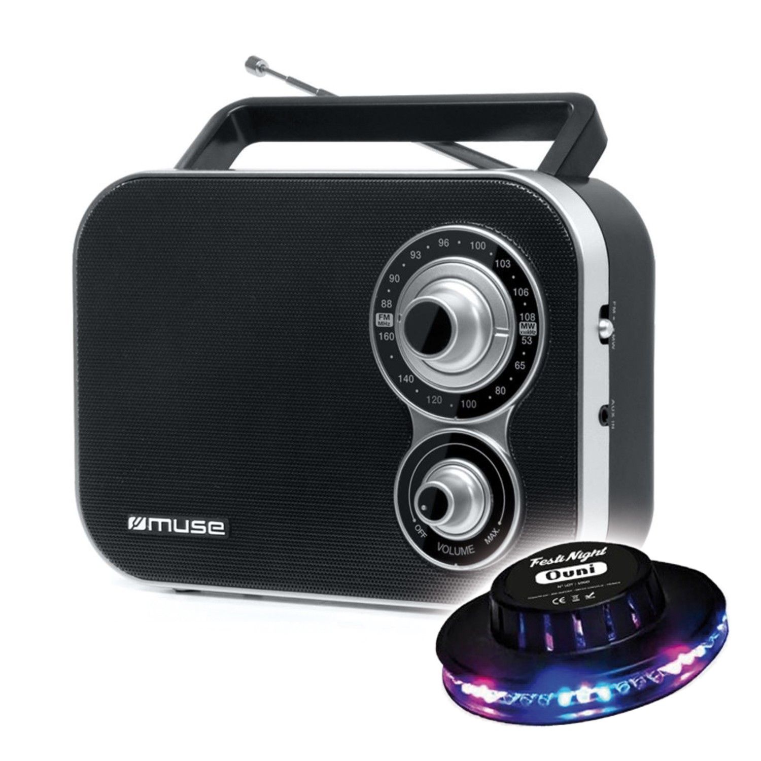 BMI Portable Radio M-051-R - Black - FM Swivel - Rotating Volume Control - Carrying Handle