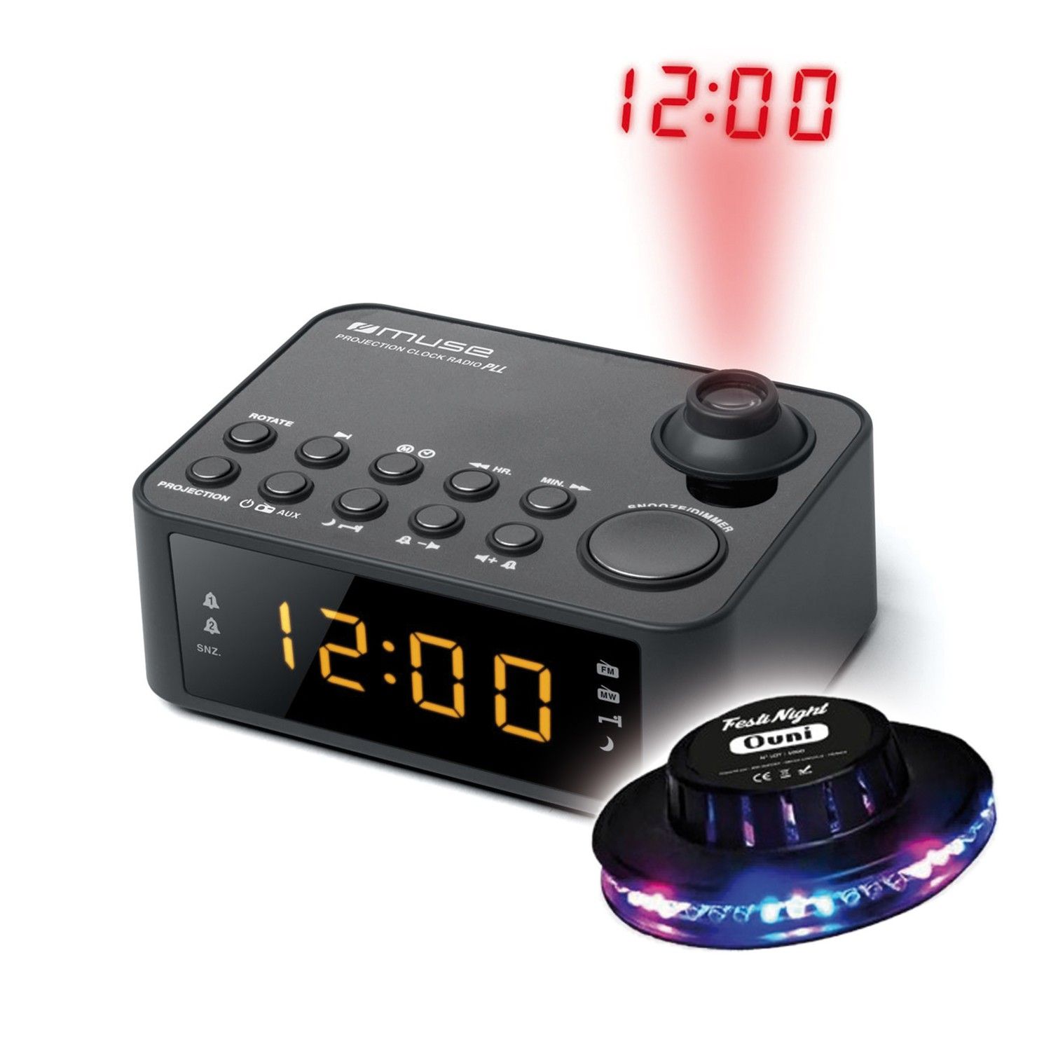 BMI Projection Alarm Clock M-178-P, Double Alarm with Hour Display - Radio PLL FM/MW with LED Light