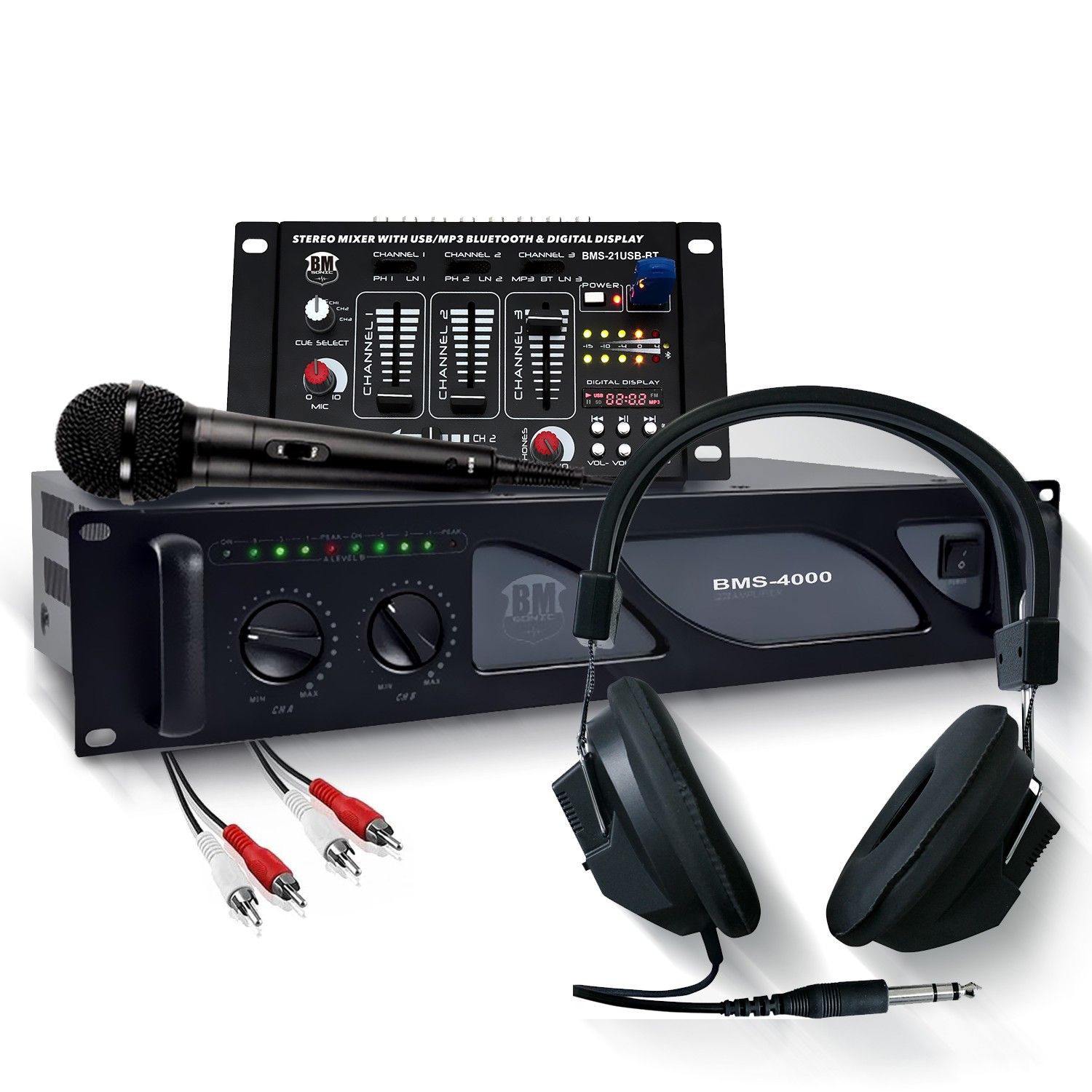 Amplificateur BM Sonic BMS-4000 4000W et table de mixage DJ BMS-21USB-BT
