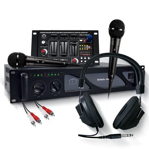DJ Mixing Table USB Bluetooth Amplifier 4000W, Continuous Cooling, Headphones, Microphones, Cable - Bm Sonic Pack