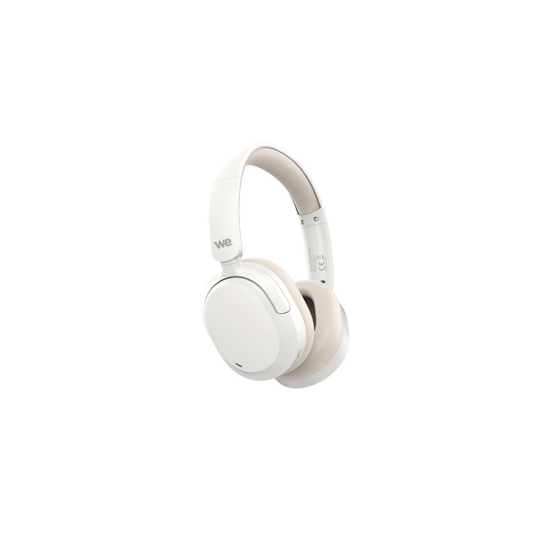 WE Bluetooth Headset - 35dB ENC&ANC - BT V5.3 - 4 Integrated Micros - Adjustable Band with Rotating Pads - 500mAh Battery, 60h Standby Time, White
