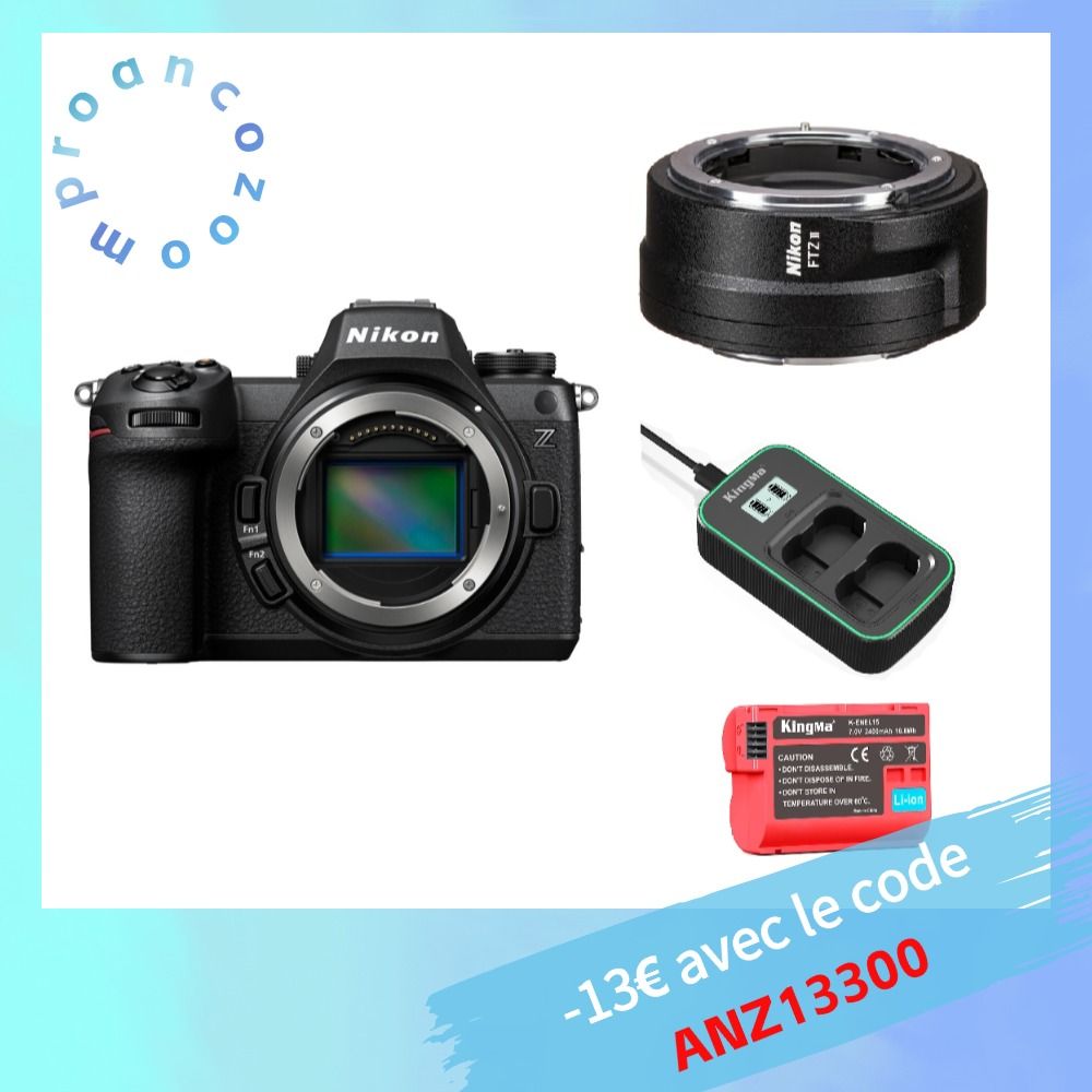 Nikon Z6 III Boîtier + Nikon FTZ II + Batterie Kingma 2400mAh + Chargeur Kingma