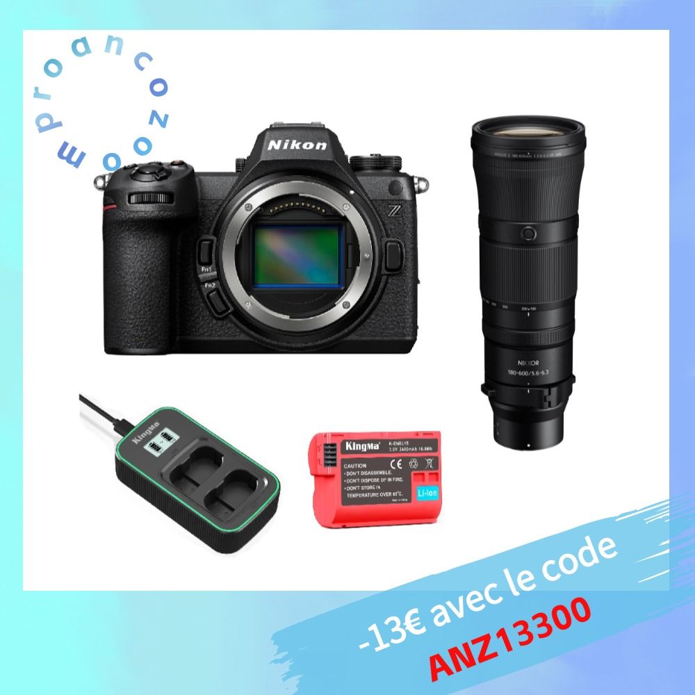 Nikon Z6 III Body + Z 180-600mm F 5.6-6.3 VR + Kingma 2400mAh Battery (Nikon EN-EL15) + Charger