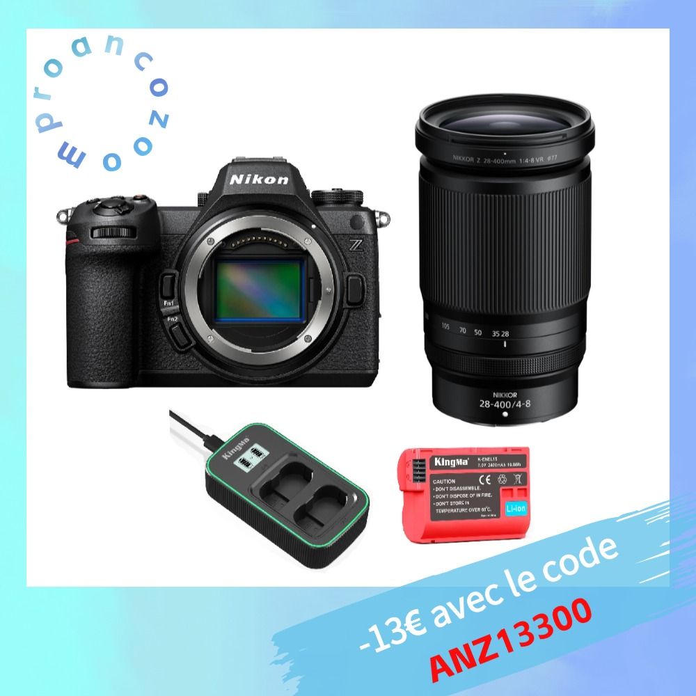 Nikon Z6 III Camera Body + Z 28-400mm F4-8 VR Lens + Kingma 2400mAh Battery (Nikon EN-EL15) + Charger