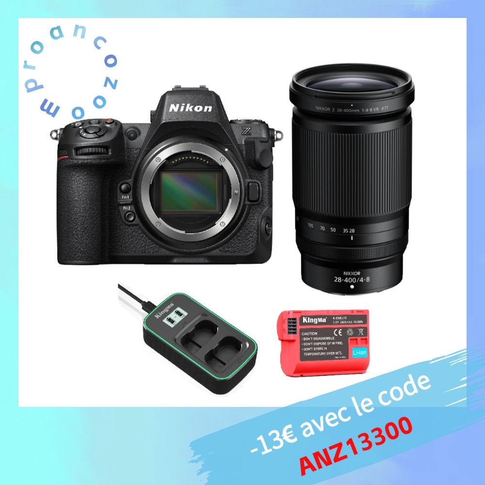 Nikon Z8 Body + Z 28-400mm F 4-8 VR Lens + Kingma 2400mAh Battery (Nikon EN-EL15) + Charger