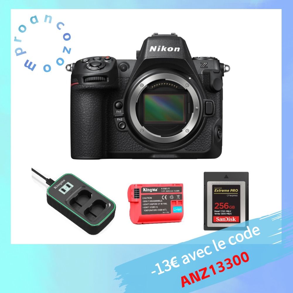 Nikon Z8 Body + SanDisk 256GB CF Type B + Kingma 2400mAh Battery (Nikon EN-EL15) + Kingma Battery Charger