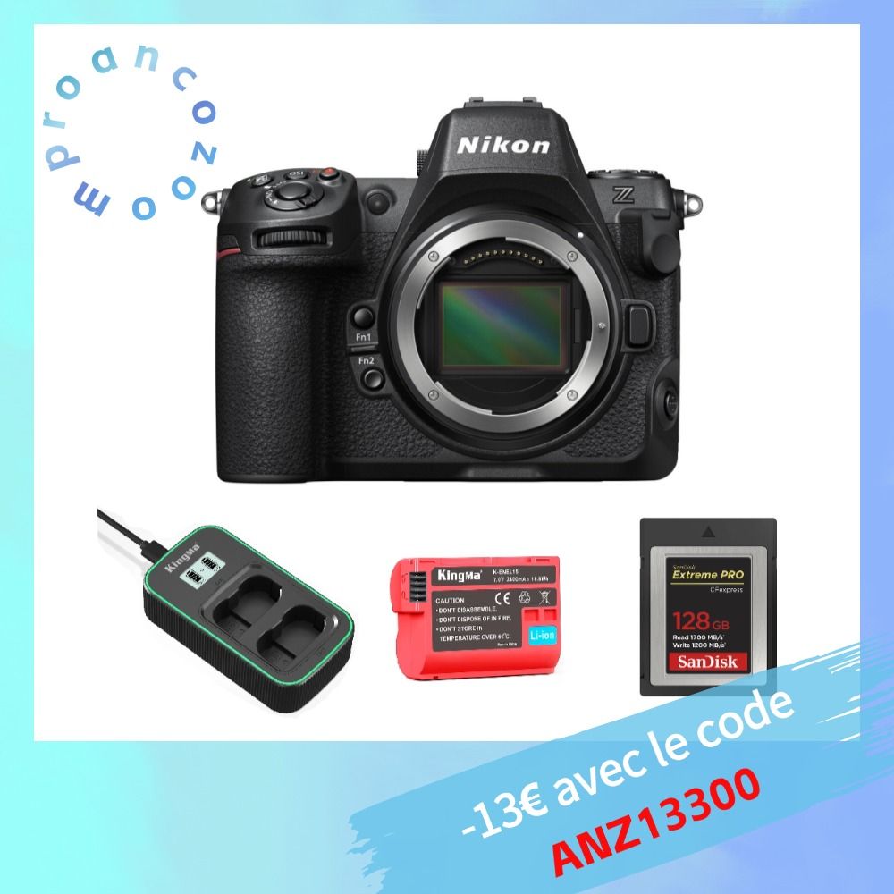 Nikon Z8 Camera Body + SanDisk 128GB CF Type B + Kingma 2400mAh Battery (Nikon EN-EL15) + Charger