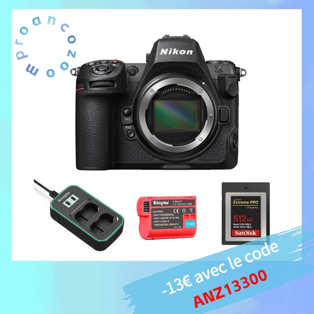 Nikon Z8 Body + SanDisk 512GB CF Type B + Kingma 2400mAh Battery (Nikon EN-EL15) + Kingma Battery Charger