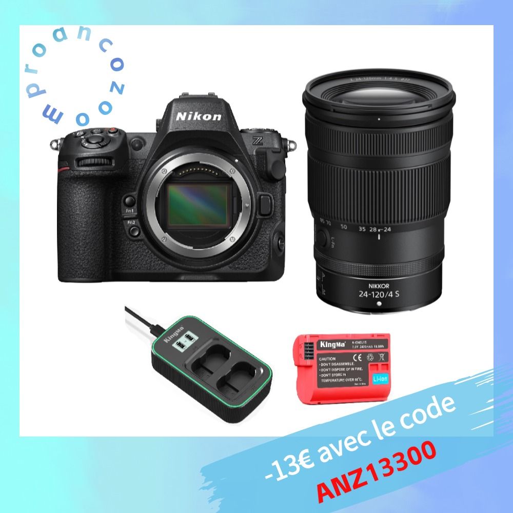 Nikon Z8 Camera Body + Z 24-120mm f/4 S Lens + Kingma 2400mAh Battery + Kingma Battery Charger