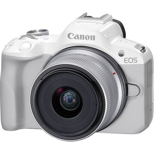 Appareil photo Canon EOS R50 24,2 mégapixels avec objectif 18-45 mm (blanc)
