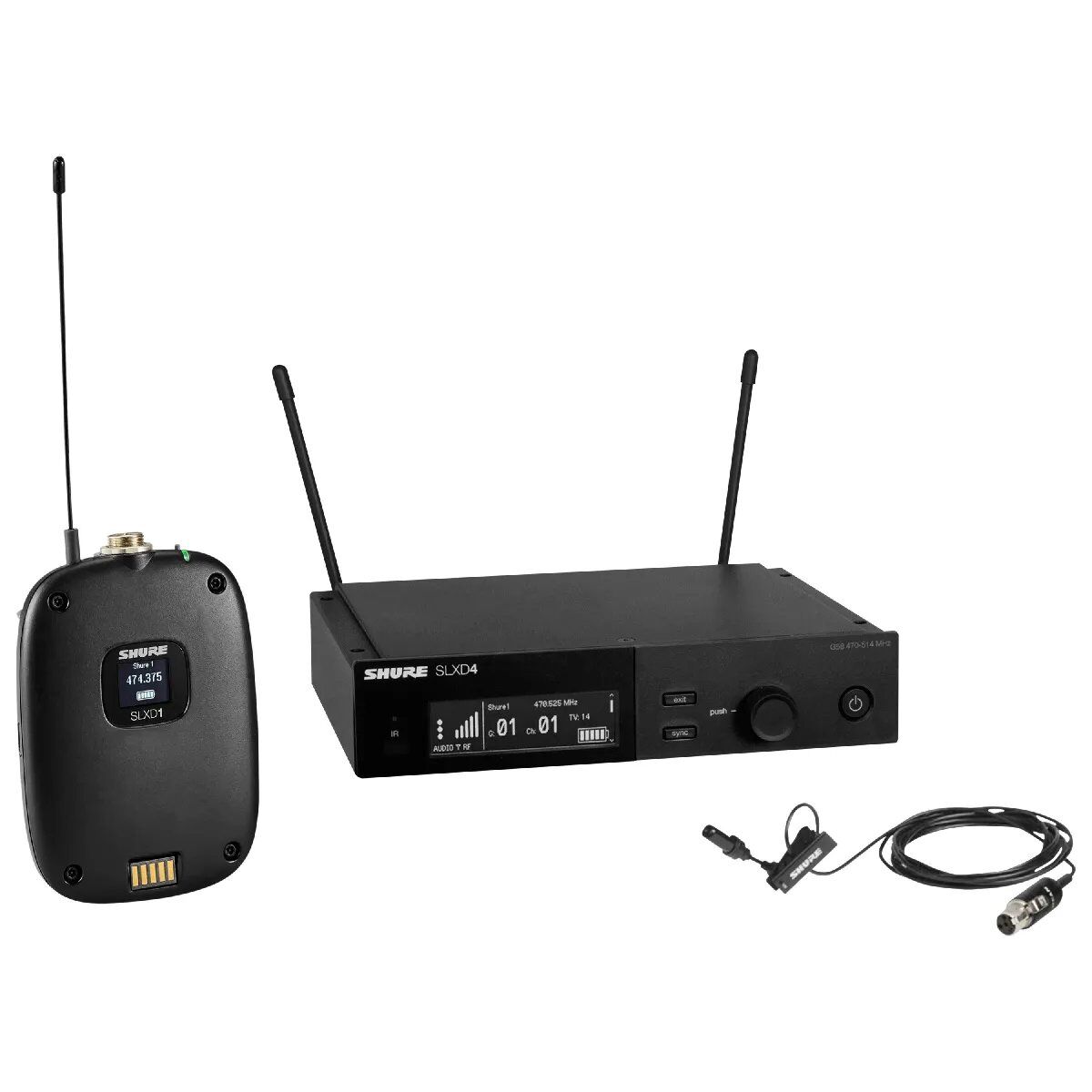 Shure SLXD14E UL4B L56 Wireless System - SLXD4 Receiver, UniPlex UL4B Lapel Microphone